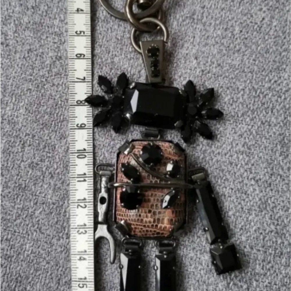 Prada Saffiano Leather and Crystal Robot Bag Charm - Picture 2 of 4